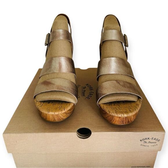 NEW KORK-EASE Della Slingback Platform Sandal In Light Gold Size 11M - Picture 3 of 6